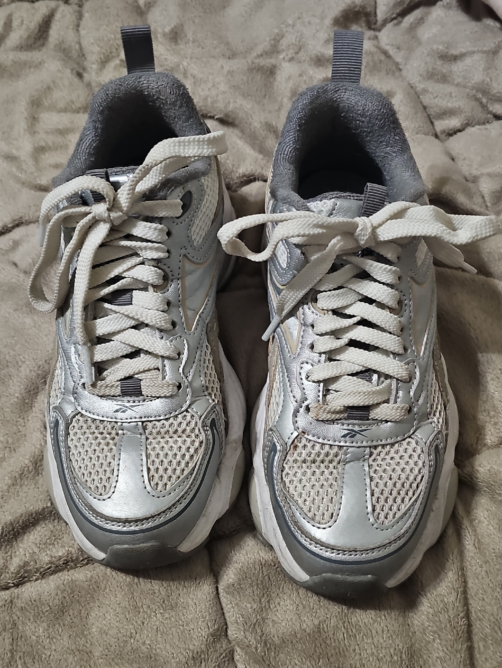 Reebok Women's Silver and White Athletic Sneakers